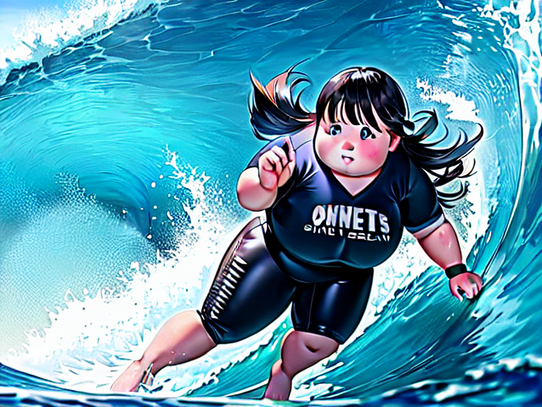 Morbidly obese kid girl, huge assets, sports clothes, face surfing