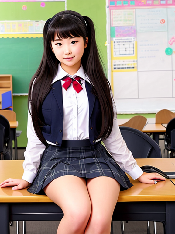 A schoolgirl up skirt in class with a vibrator inside her
