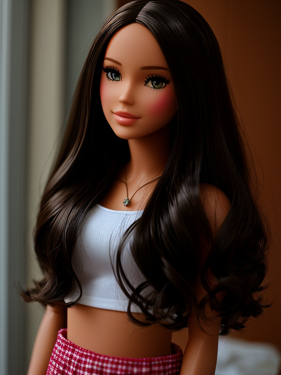 I want you to create a barbie doll that looks exactly like the girl in the picture