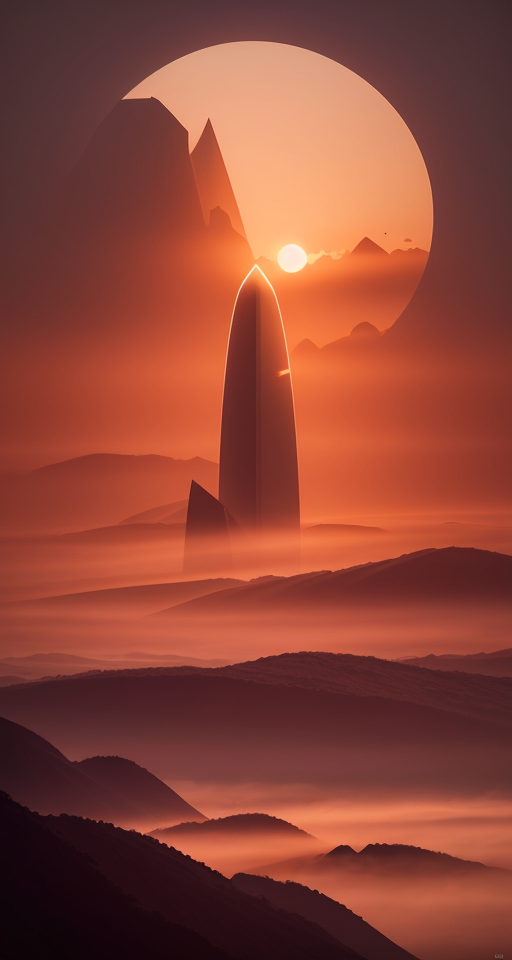 professional conematic photograph concept render of a single massive beautiful neo - futuristic matte symmetrical elongated oval monolith emerging from fog by ilm and denis villeneuve, emmanuel shiu, zaha hadid, sunset, white vapor, architectural scale, dark background, hyperrealism, matte painting, very high detail, volumetric, trending on artstation, cgsociety, rendered in octane