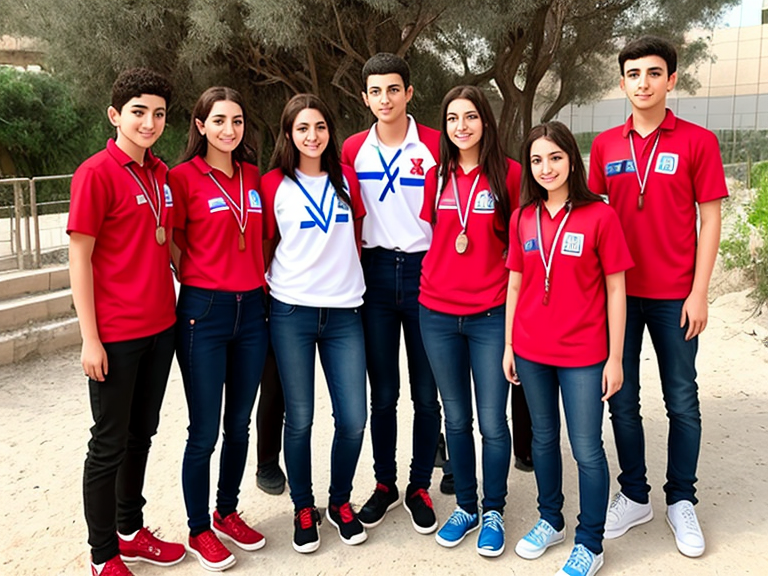 To draw a picture of members in the Israeli Youth movement Hanoar Haoved Vehalomed. They wear bue shirt and red lanyard