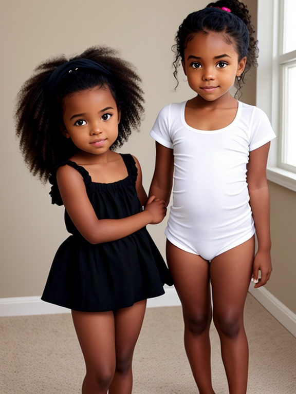 black kid girl and her baby sister both wearing no pants 