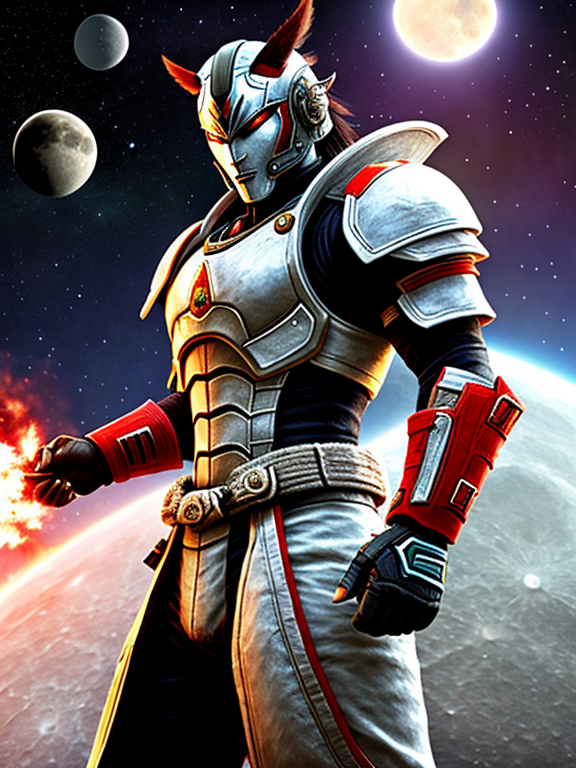tekken yoshimitsu as space warrior over moon