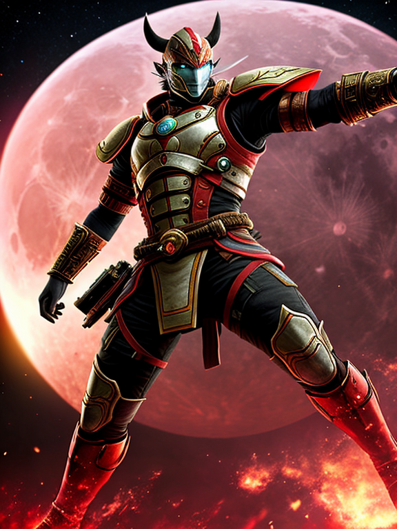 tekken yoshimitsu as space warrior over blood moon