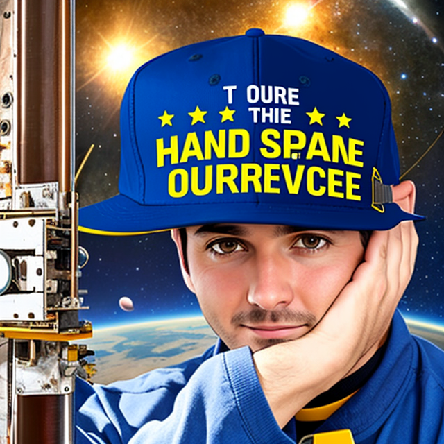 a handyman working in space, sign 