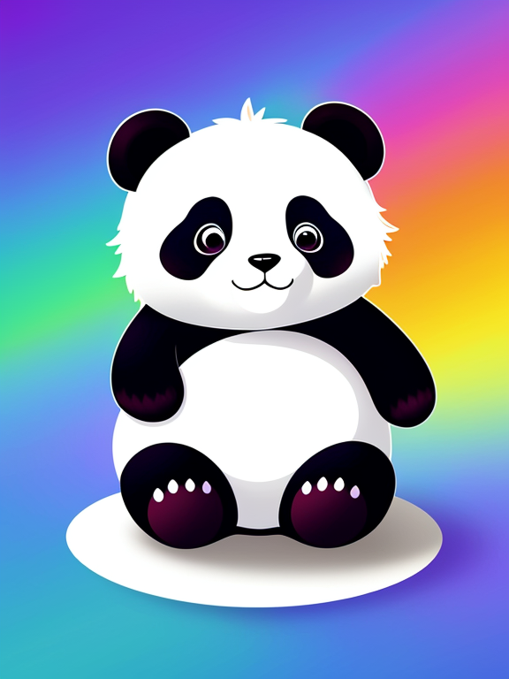 Create cartoon image full of colour with strange cute panda
