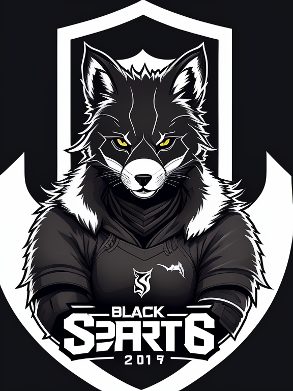 Esports team logo, Illustration, Thick lines, Sports, Shield, Esports team logo, Illustration, Thick lines, Sports, Shield, Silver fox furry art black face black ears, Background from dark souls, Solid dark background, highly detailed, No watermark