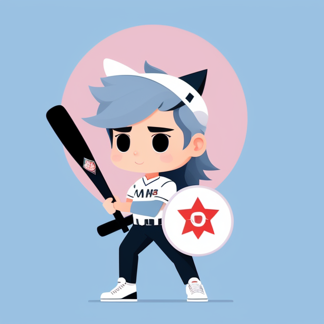 A mad silver fox , holding a baseball bat in its hands, Badge, Badge logo, Centered, Digital illustration, Soft color palette, Simple, Vector illustration, Flat illustration, Illustration, Trending on Artstation, Popular on Dribbble, Pastel colors, On a white background
