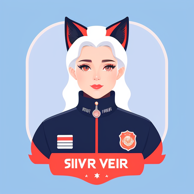 silver fox , Is fire around the background, Badge, Badge logo, Centered, Digital illustration, Soft color palette, Simple, Vector illustration, Flat illustration, Illustration, Trending on Artstation, Popular on Dribbble, Pastel colors, On a white background