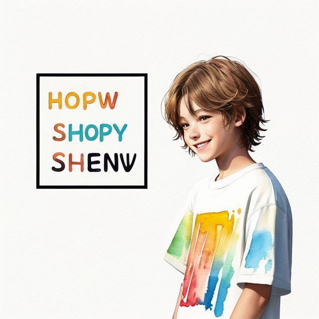 Show a happy Graphic designer boy with the text LOGO.EDIT.21, A simple, minimalistic art with mild colors, using Boho style, aesthetic, watercolor
