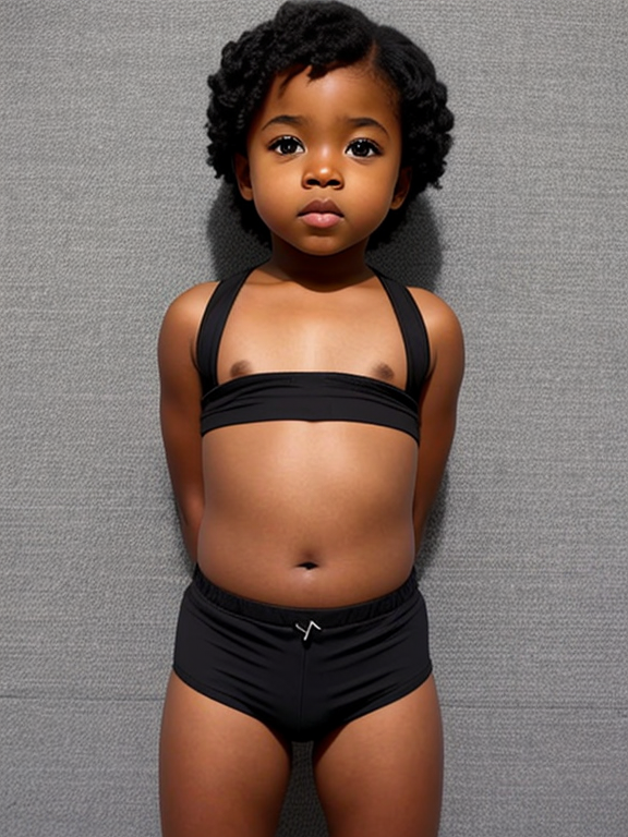 A ebony toddler with no pants  and undergarments