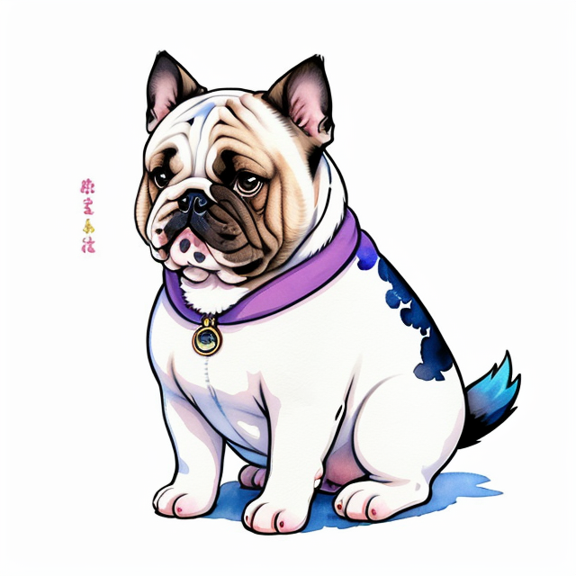 Cute bulldog mediating zen atmosphere namaste, nice art, well hand-drawn art, colorful, Small body, Cute animal, Cute clothing, Full body, Cute Eyes, Cute expressions, Watercolor style, Storybook style, Character Design, Illustrator, Digital watercolor, White background, Cartoon style, Kawaii, white background, one single character, pokemon style