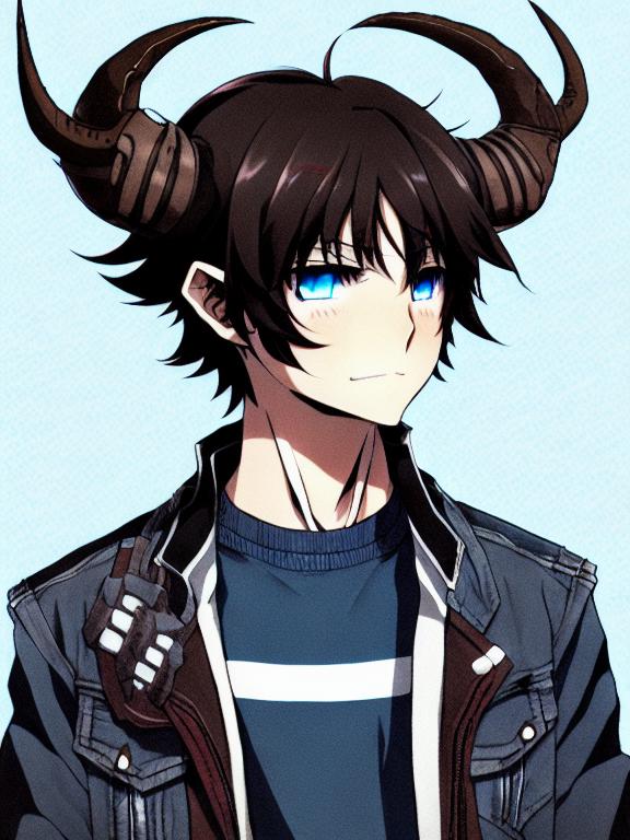 OpenDream - anime profile picutre of a boy with brown hair blue
