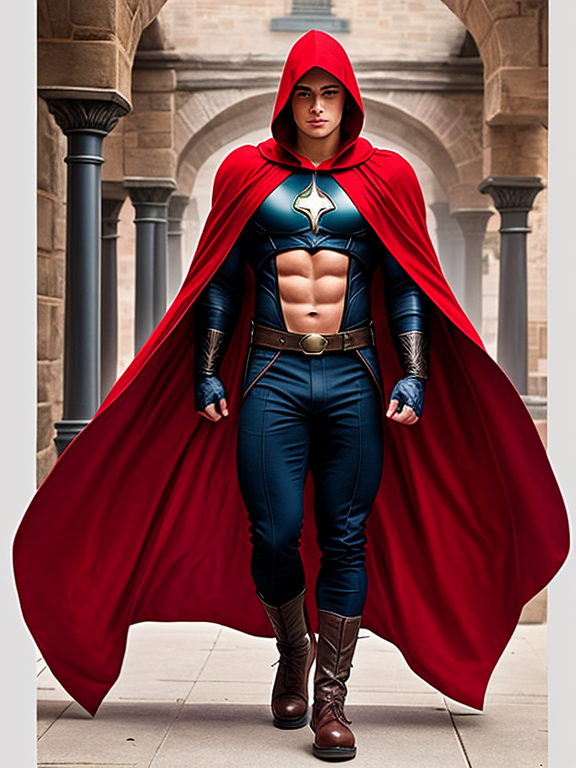 muscle, hero, wiccan, marvel, mage, red cloak, hood, art