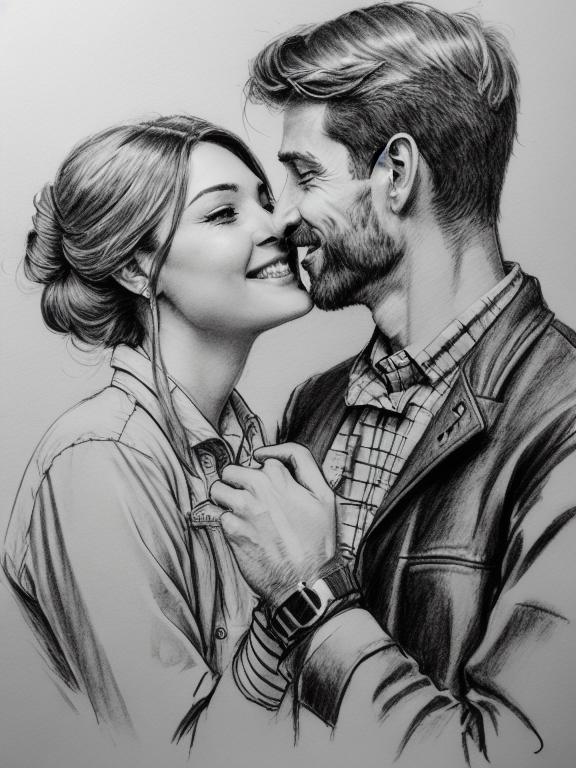 Happy Couple Sketch Photos and Images