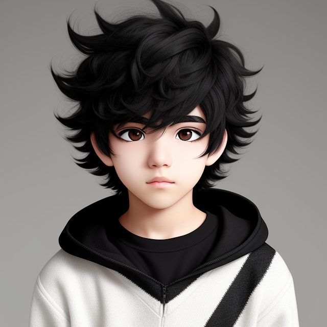 Fluffy Layered Anime Boy Hair (Black to White)