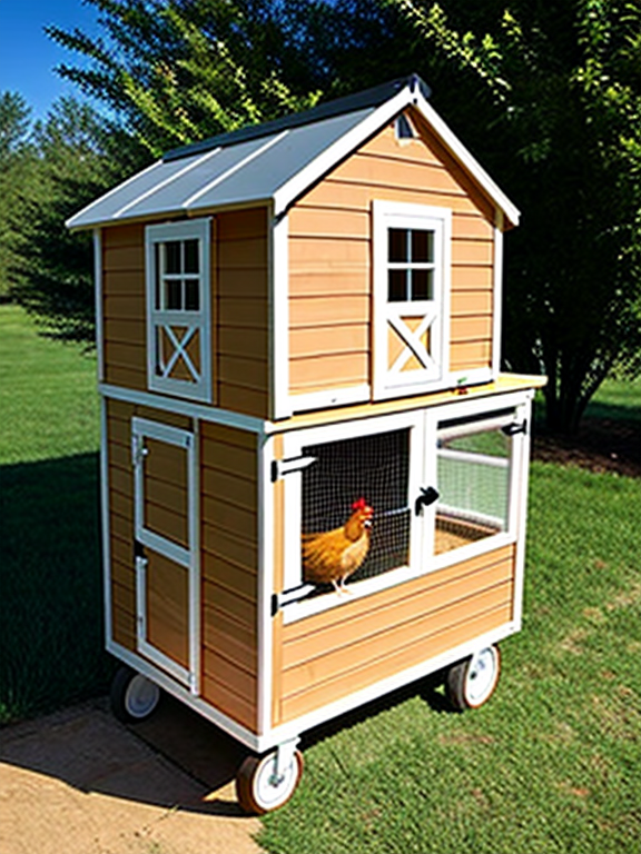 Perfect Walk-in Mobile Chicken coop with wheels on one end on a farm funny