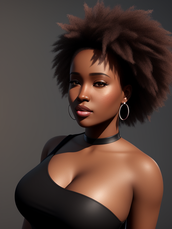black curvy girl, realistic digital - OpenDream