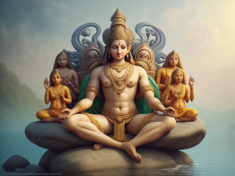 ((best quality)), ((masterpiece)), ((ultra realistic)), beautiful intricately detailed soft oil painting of vishnu, mythological painting, by Raja Ravi Varma, man sitting on a rock with a group of people, hindu stages of meditation, mythological painting, old painting style, Oversaturated, Colorful, highly detailed, High resolution, ray tracing reflections, dramatic lighting, 8k , Vibrant colors, detailed acrylic, intricate complexity,, intricate complexity, Soft natural volumetric cinematic perfect light, soft natural volumetric cinematic perfect light, Soft natural volumetric cinematic perfect light, Soft natural volumetric cinematic perfect light, Soft natural volumetric cinematic perfect light, Soft natural volumetric cinematic perfect light, Oil painting, (masterpiece:1.1), dream like art, absurd, Photo realistic, by b k mitra, bright and colourful, flat colours, painterly style, Mythology, Atmospheric, corona render, detailed

(sfw), easynegative, , badhandv4, greyscale, monochrome, water mark, signature, bad anatomy, bad proportions, deformed, poorly drawn hands, extra fingers, extra limbs, blurry