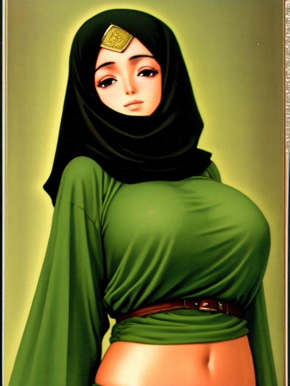 Dark fantasy mature Muslim hijab chick from the 80's