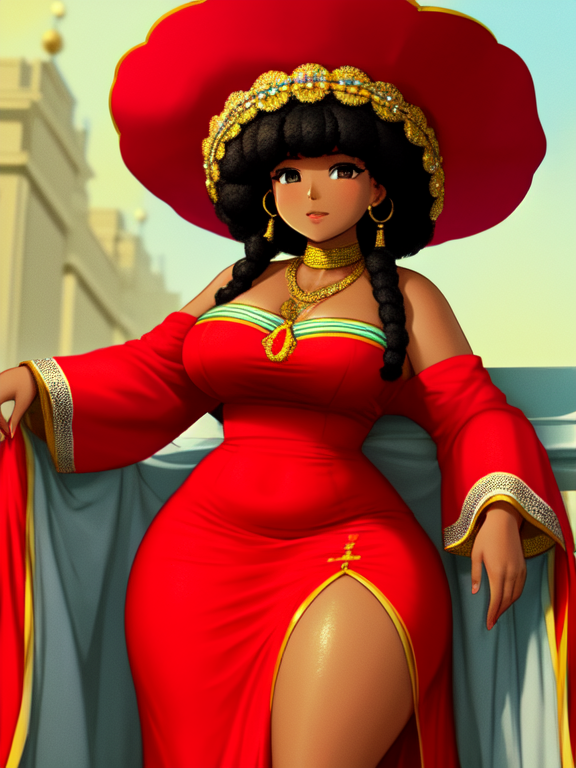 Thick African American negroid blasian blatina biddy in a dress, Queen of Spain