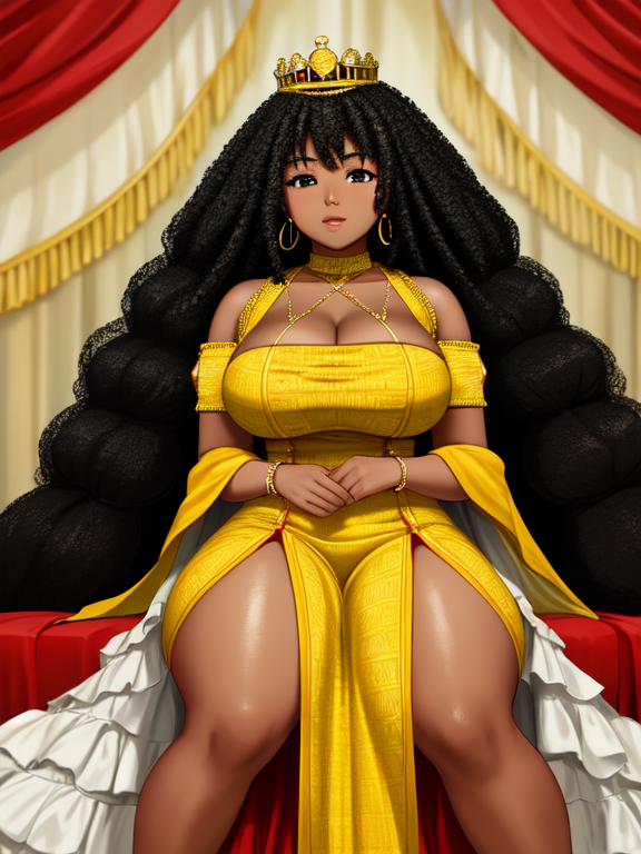 Thick African American negroid blasian blatina biddy in a dress, Queen of Spain