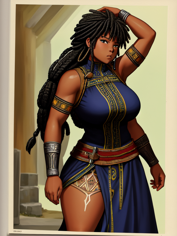 Thick African American negroid blasian blatina biddy in a dress, Swedish viking Warrior Queen with Norse runes and Nordic tattoos