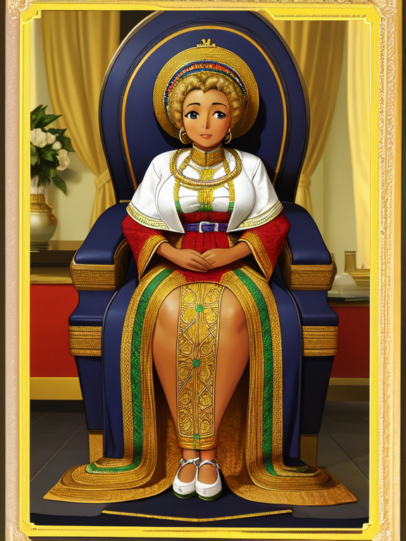 Thick African American negroid blasian blatina biddy in a dress, Ethiopian Empress Menen Asfaw