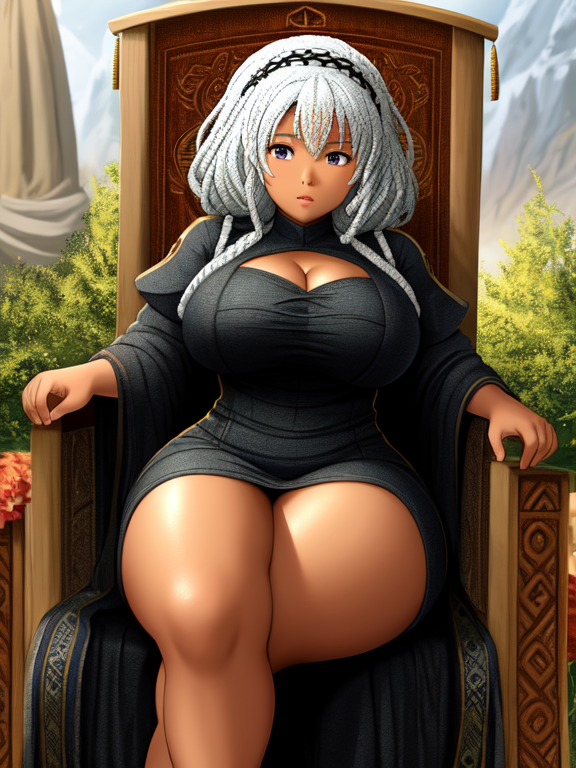 Thick African American negroid blasian blatina biddy in a dress, Game of Thrones House of the Dragon