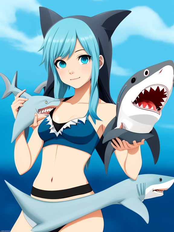 Anime character in a shark hoodie on Craiyon