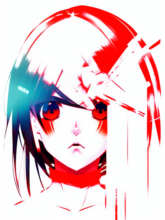 anime girl face holding pen with her noise, full color, black hair, red shirt, anime key art by greg rutkowski, anime key art by greg rutkowski, anime key art by greg rutkowski