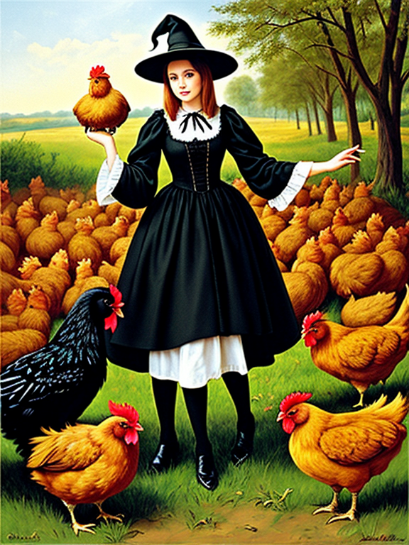 witch with chickens