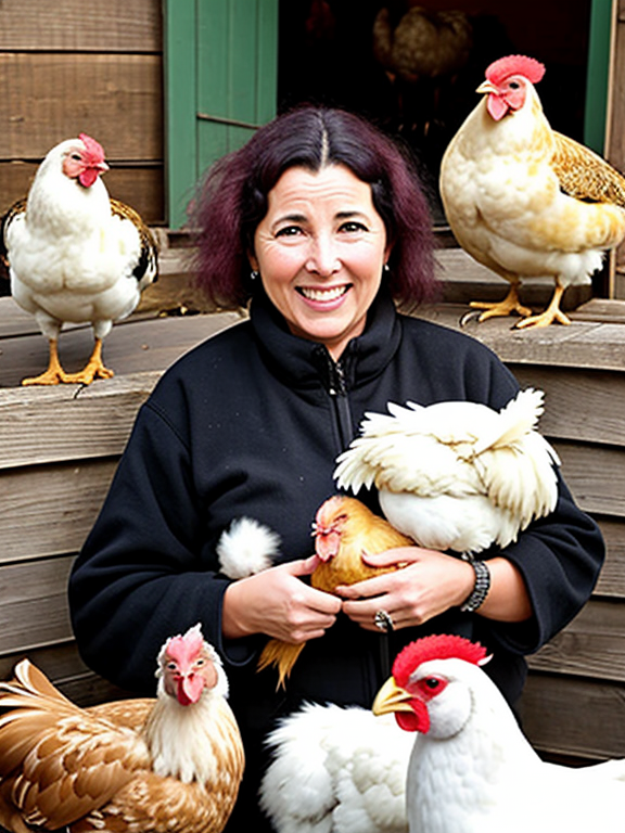 crazy lady with chickens