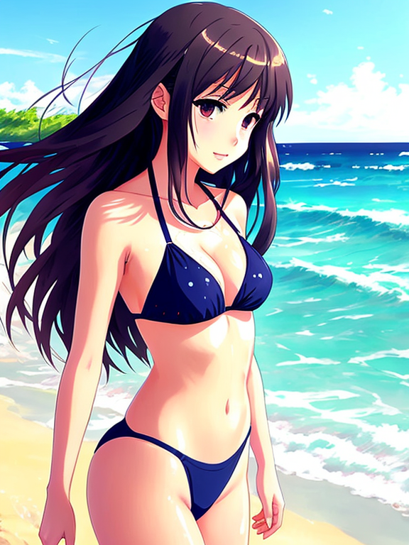 Anime girl on beach, young women on summer... - Stock Illustration  [101653222] - PIXTA