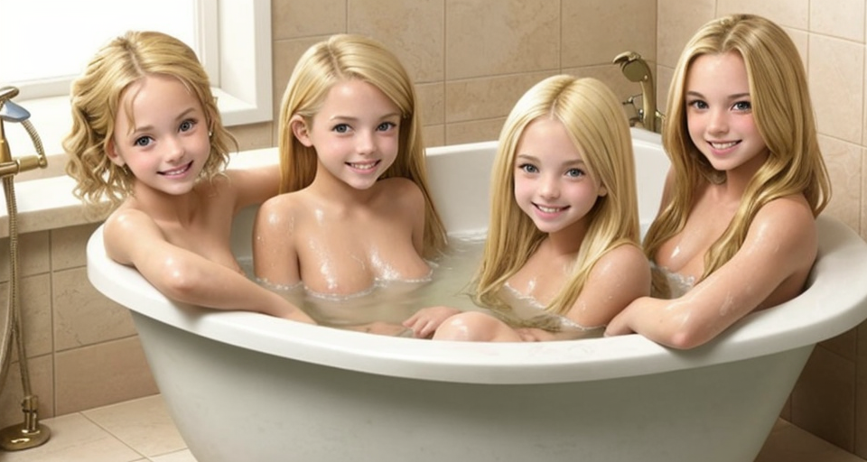blonde teen bath girl twins