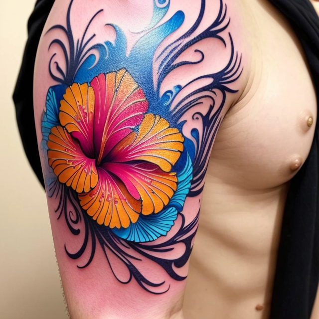 Top 126+ hibiscus shoulder tattoo