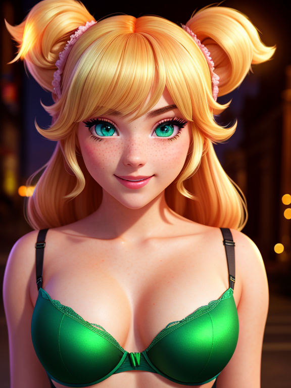 Dopamine Girl - a photograph of princess peach wearing underwear,walking,at  the party,five fingers per hand,ponytail,beautiful face,beautiful lips,blue  eyes,curved eyebrows,cosy,wearing necklace,surreal,unreal engine,cinematic  lighting,pixiv,editorial