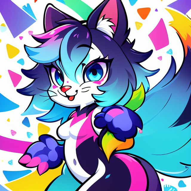furry , vector, vibrant color, incredibly high details, white background, plashing colors, Cartoon character, stickers designs
