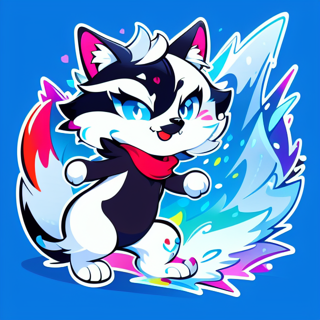furry , vector, vibrant color, incredibly high details, white background, plashing colors, Cartoon character, stickers designs