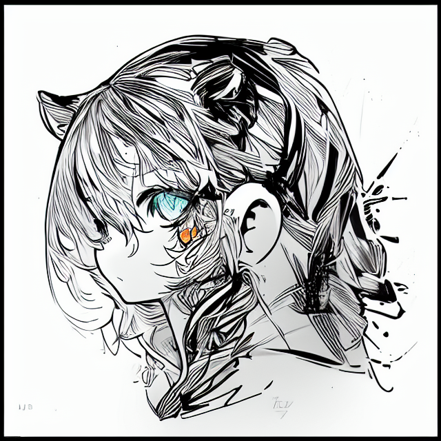 black and white, A chibi girl wearing a onesie, and a tiger hoodie, with long hair, full body, profile, full body, profile, white background, in the style of Charlie Bowater, digital illustration, with beautiful eyes and full black curly hair, flawless line art, in Carne Griffiths art style, illustration, ink illustration, white background, Make a logo, on triangle shape, minimal structure, ((white background)), Ultra detailed, look at the camera, in Carne Griffiths art style, illustration, ink illustration, white background, Make a logo, on triangle shape, minimal structure, ((white background)), Ultra detailed, look at the camera, in Carne Griffiths art style, illustration, ink illustration, white background, Make a logo, on triangle shape, minimal structure, ((white background)), Ultra detailed, look at the camera
