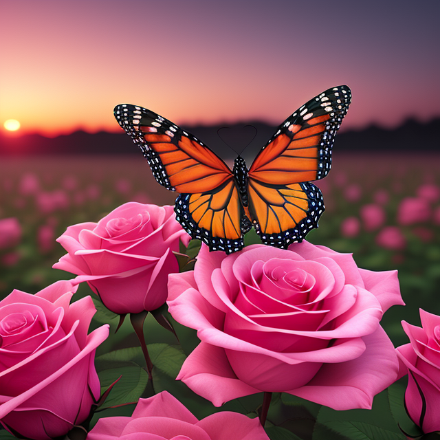 Pink Sunset Monarch Butterfly Color... - OpenDream