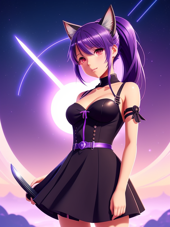 Masterpiece, 2d lovely anime girl, violet hair, yellow eyes, beautiful  face, full body on Craiyon
