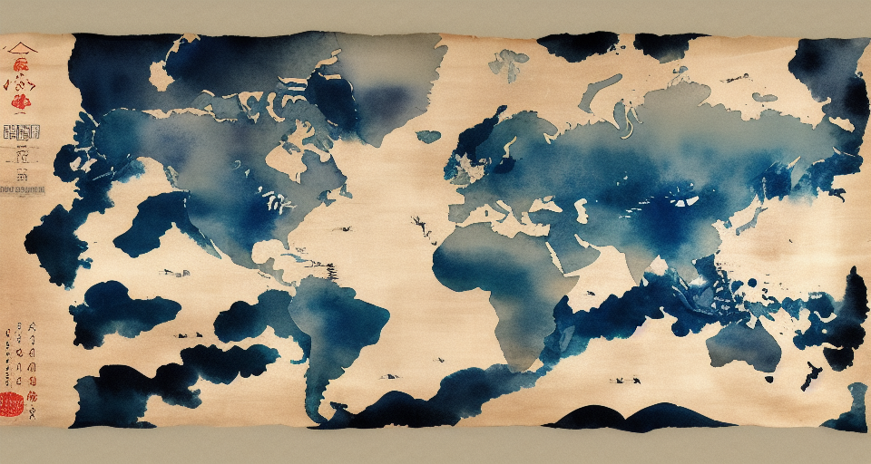 muted chinese ink painting scroll, muted colors, rice paper texture, Ancient alien celestial astronomical map planets scattered and faded watercolor paper, nonlinear, Morning light, perfect balance composition, highly detailed, ((highest quality)),  ink painting style