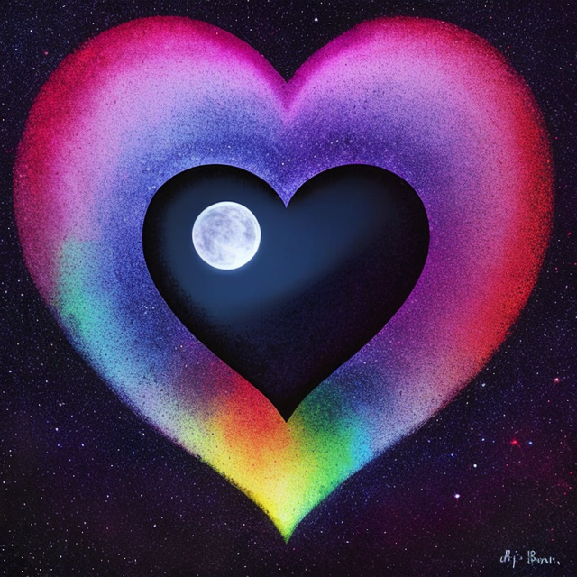Heart in a Dark Void, Dark colors. Sad crying star. shaded, detailed, 4k, lush color, Artwork, Magical, mystical, amazing, finished. No text, or words, rainbow colors, dark, but rainbow.