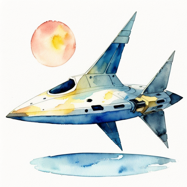 Spaceship, A simple, minimalistic art with mild colors, using Boho style, aesthetic, watercolor