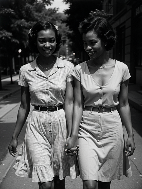Black lesbian couple holding hands in the 1950s