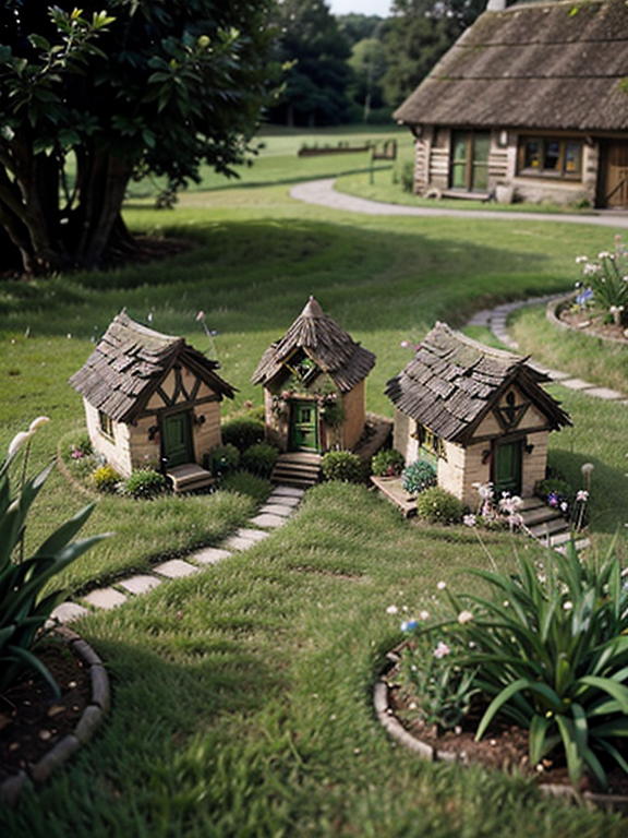A tiny village for fairies, made of grass blades