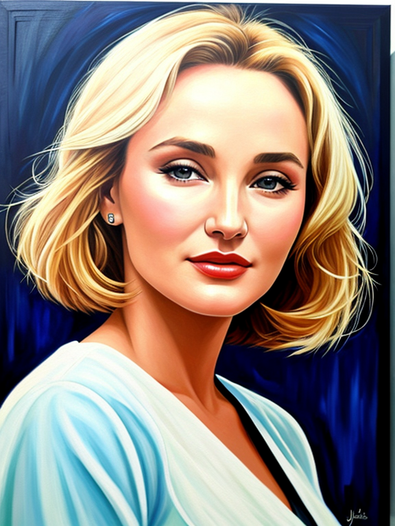 Young blonde Jessica Lange, acrylic painting 