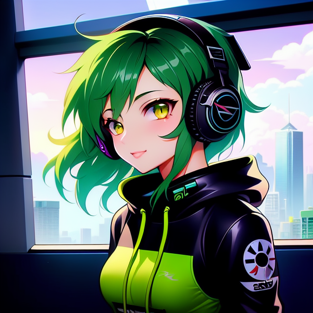 Premium Photo | Anime girl Y2k hearing music on headphone 10