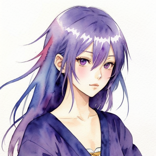 anime girl, purple hair, medium siz - OpenDream
